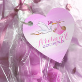 Baby meisje douche ooievaar roze waterverf dank u bedankjes labels