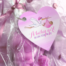 Baby meisje douche ooievaar roze waterverf dank u