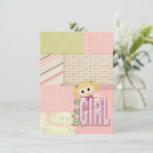 Baby Meisje Douche-pop op quilt design Kaart (Staand voorkant)