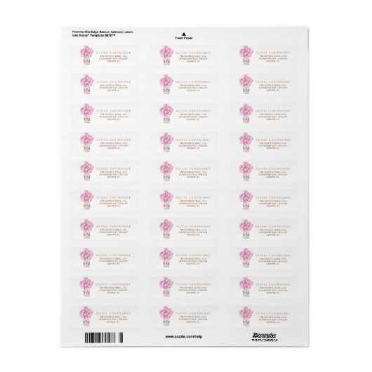 Baby Meisje Douche Roze Ballon Schattige Etiket (Full Sheet)