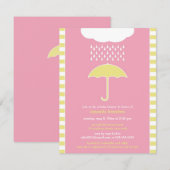 Baby Meisje Douche Roze paraplu uitnodiging (Voorkant / Achterkant)