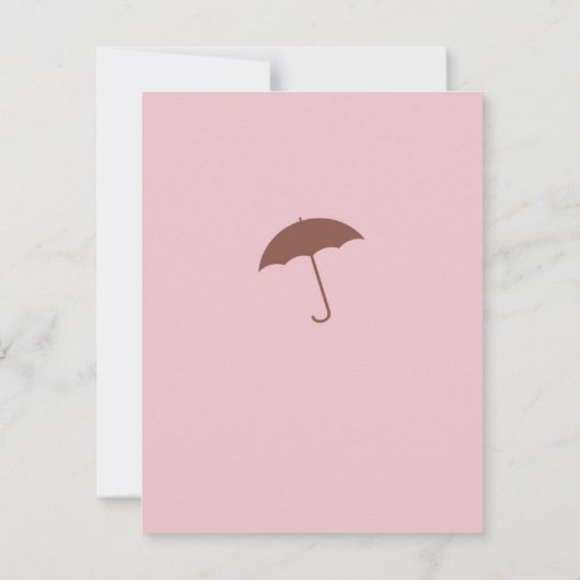 Baby Meisje Douche Roze paraplu uitnodiging (Achterkant)