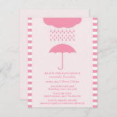 Baby Meisje Douche Roze paraplu uitnodiging (Voorkant / Achterkant)