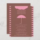 Baby Meisje Douche Roze paraplu uitnodiging (Voorkant / Achterkant)