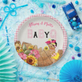 Baby Meisje Douche Roze Zonnebloem Baby Q Barbeque Papieren Bordje (Feest)