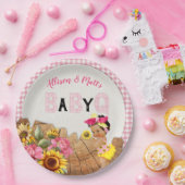 Baby Meisje Douche Roze Zonnebloem Baby Q Barbeque Papieren Bordje (Feest)