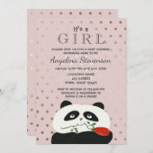 Baby Meisje Douche Schattige Roze Panda Kaart (Voorkant / Achterkant)