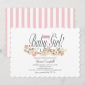 Baby meisje, Douche uitnodiging (Voorkant / Achterkant)