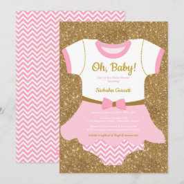 Baby meisje Douche uitnodiging, pyjama, romper Kaart