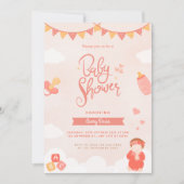 Baby meisje douche uitnodiging schattig (Voorkant)