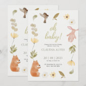 Baby meisje douche uitnodigingen (Voorkant / Achterkant)