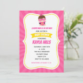 Baby Meisje Douche Uitnodigingen (Superheld) Roze (Staand voorkant)