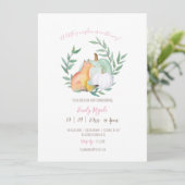 Baby Meisje Douche Uitnodigingen Waterverf Fox (Staand voorkant)