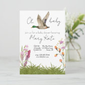 Baby Meisje Duck thema baby shower Kaart (Staand voorkant)