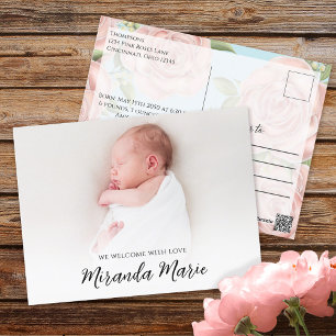 Baby Meisje Eenvoudige Overlay Tekst Pasgeboren Fo Briefkaart