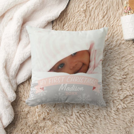 Baby meisje eerste kerst | kussen (Deken)