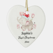 Baby Meisje Eerste Kerst Olifant Custom Name Keramisch Ornament (Rechts)