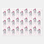 Baby Meisje Eerste Kerst Olifant Roze Sneeuw Naam Inpakpapier Vel (Voorkant 3)