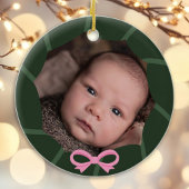 Baby meisje eerste kerst ornament roze & groen