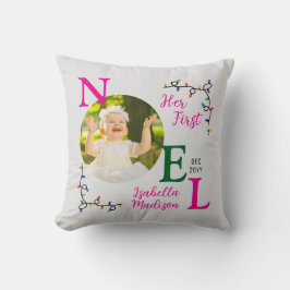 Baby Meisje Eerste Kerst Roze Eerste Noel Foto Kussen