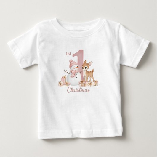 Baby Meisje Eerste Kerst Sneeuwman Herten (Voorkant)