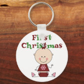 Baby Meisje Eerste Kerst T-shirts en geschenken Sleutelhanger (Voorkant)