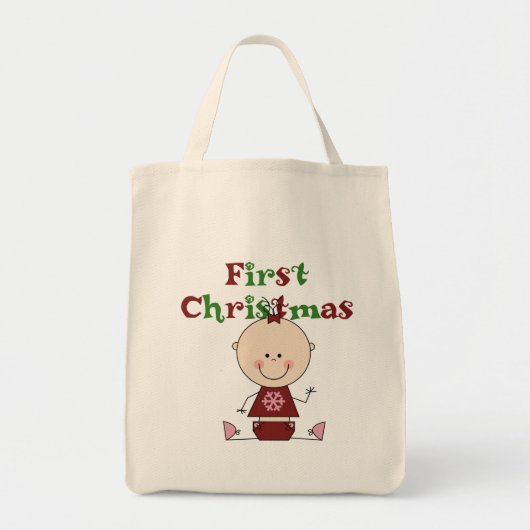 Baby Meisje Eerste Kerst T-shirts en geschenken Tote Bag (Voorkant)
