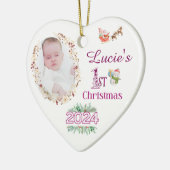 Baby Meisje Eerste Kerstboom Foto Ornament Gift (Links)