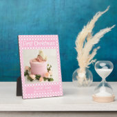 Baby Meisje Eerste Kerstmis Foto Collage Roze Fotoplaat (Zijkant)