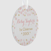 Baby Meisje Eerste Kerstmis Ornament, Roze Gouden  Ornament (voorkant)