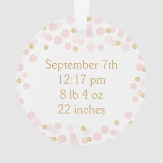 Baby Meisje Eerste Kerstmis Ornament, Roze Gouden  Ornament (achterkant)