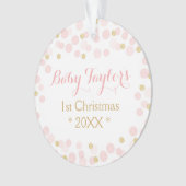 Baby Meisje Eerste Kerstmis Ornament, Roze Gouden  Ornament (voorkant)