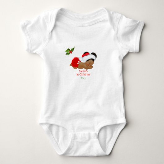 Baby Meisje Eerste Kerstmis Rode Kerstman Hoed Bab Romper (Voorkant)