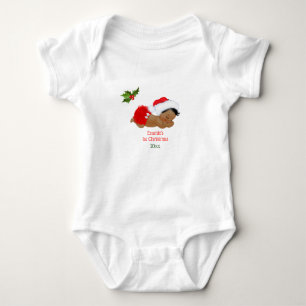 Baby Meisje Eerste Kerstmis Rode Kerstman Hoed Bab Romper