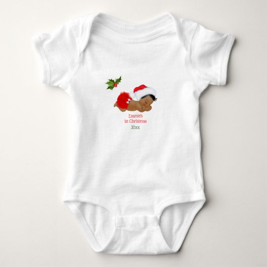 Baby Meisje Eerste Kerstmis Rode Kerstman Hoed Bab Romper (Voorkant)