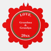 Baby Meisje Eerste Kerstmis Rood Groen Blauw Roze Ornament Kaart (Achterkant)