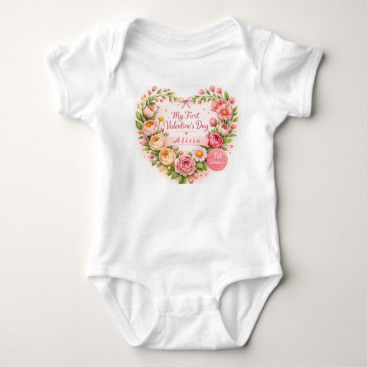 Baby Meisje Eerste Valentijnsdag Ontwerp Aanpassen Romper (Voorkant)