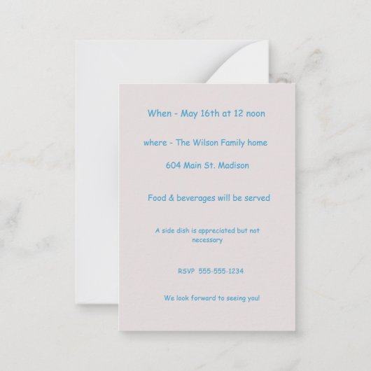 Baby meisje eerste verjaardag uitnodiging (Achterkant)