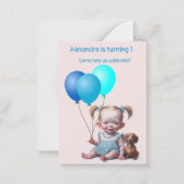 Baby meisje eerste verjaardag uitnodiging (Voorkant)