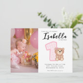 Baby meisje eerste verjaardag uitnodiging (Staand voorkant)