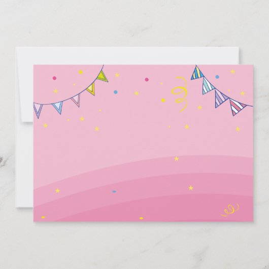 Baby meisje eerste verjaardag uitnodiging (Achterkant)