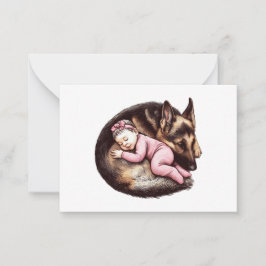 Baby Meisje en Duitse Herder Notitiekaartje