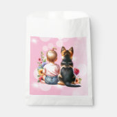 Baby meisje en haar puppy | Baby Shower Bedankzakje (Voorkant)