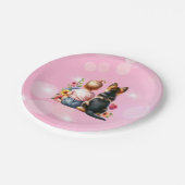 Baby meisje en haar puppy | Baby Shower Papieren Bordje (Gekanteld)