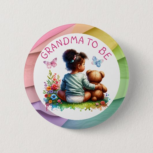 Baby Meisje en haar Teddy Beer | oma wordt Ronde Button 5,7 Cm (Voorkant)