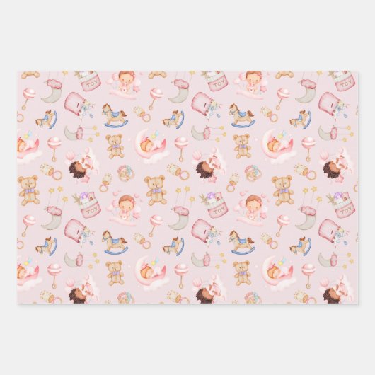 Baby Meisje en Jongen Thema Inpakpapier Vel (Voorkant)