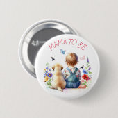 Baby Meisje en Puppy Baby shower Mama To Be Ronde Button 5,7 Cm (Voorkant /achterkant)