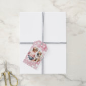 Baby Meisje en Puppy Roze Baby shower Cadeaulabel (Met Touw)