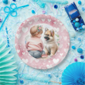 Baby Meisje en Puppy Roze Baby shower Papieren Bordje (Feest)
