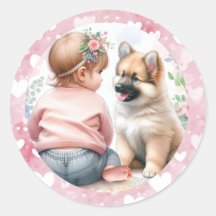 Baby Meisje en Puppy Roze Baby shower